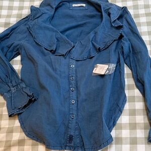 Free People We The Free Washed Indigo Button-Up Shirt
